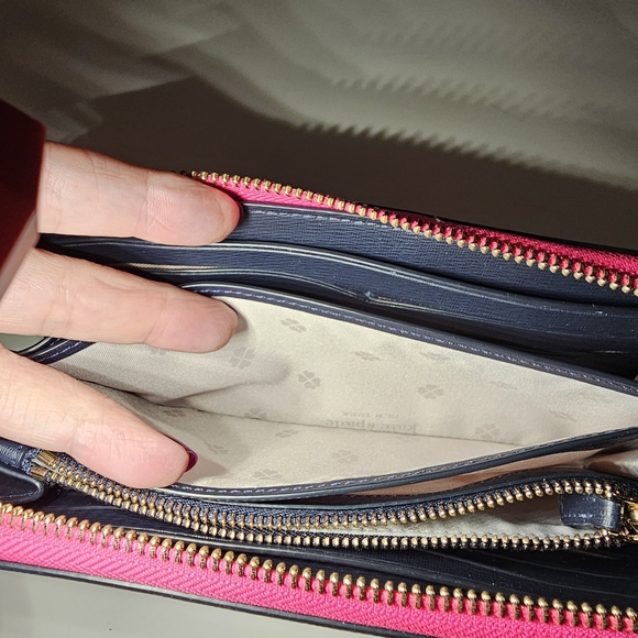 Kate Spade Spencer Lacey Zip Around Wallet Magenta Navy Colorblock - Picture 6 of 9